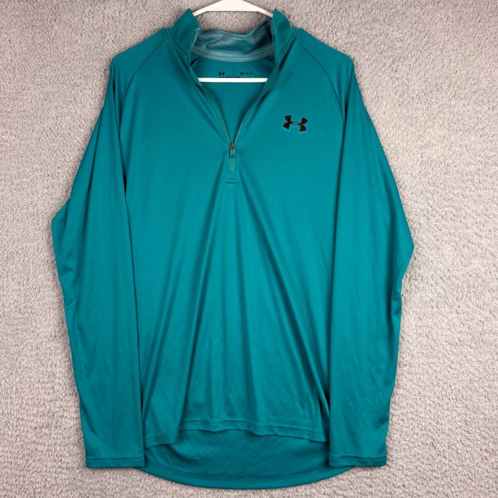 Under Armour 1/4 Zip Pullover Mens Medium Teal HeatGear Activewear Training Run
